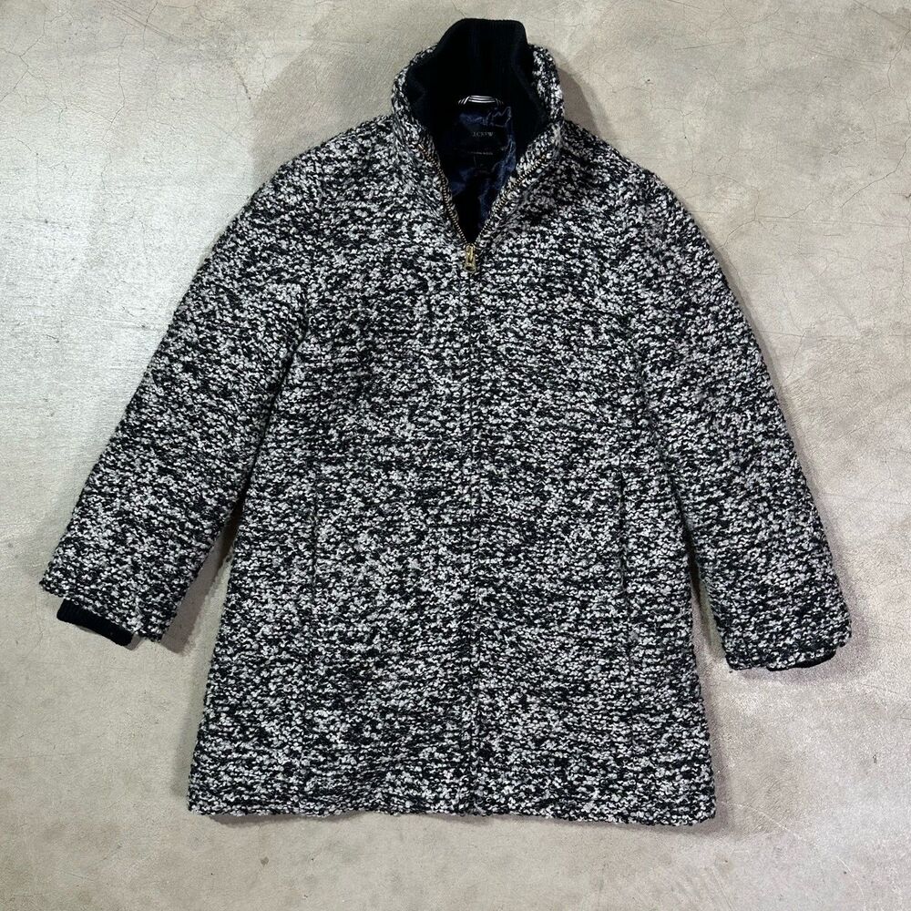 J. Crew Italian Wool Bouclé speckled Lodge Coat Size 2  Petite Minimalist Preppy - Picture 3 of 13